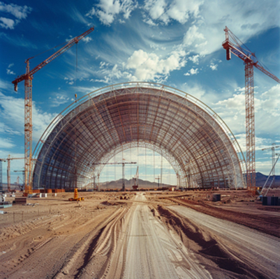 Large Span Bolt Ball Design Steel Space Frame for Coal Shed Building. Soluzioni innovative di progettazione e costruzione
