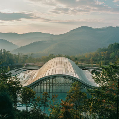 Struttura spaziale dal design elegante per parchi centrali e installazioni informali Edifici in acciaio resistenti e versatili